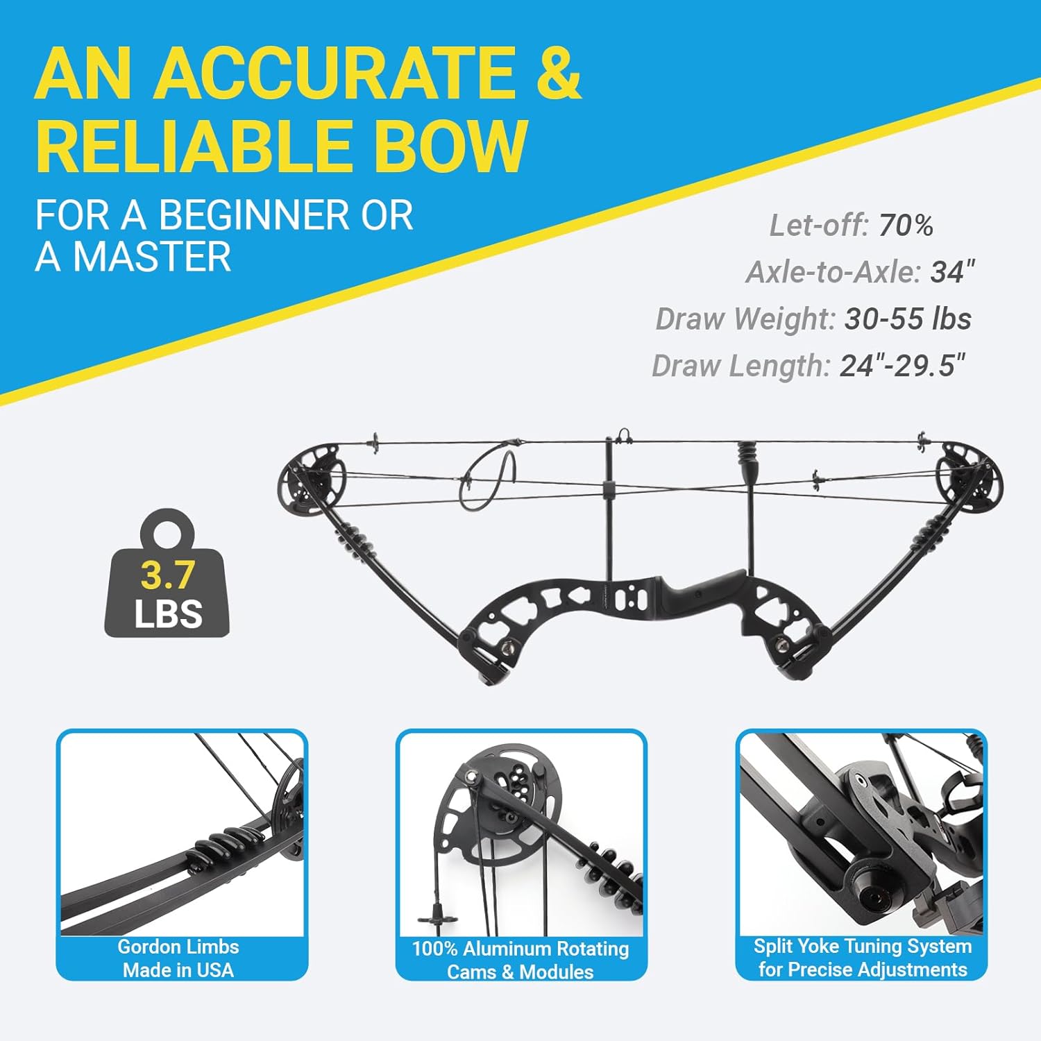 Archery Compound Bow Bowfishing Kit Ready to Fish with Fishing Arrows and Bowfishing Reel Set, Draw Weight 30-55 LBS, RH/LH Optional for Adult and Beginner Hunting Shooting