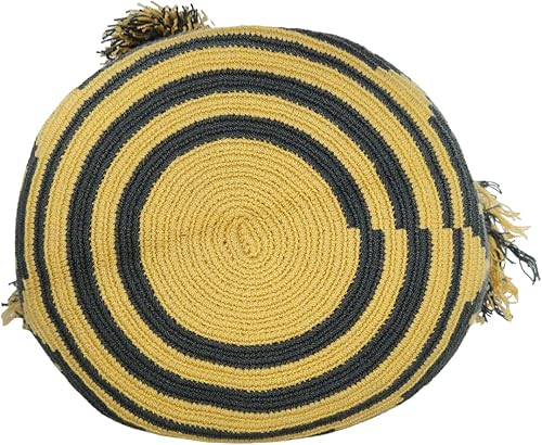 Miniatura 5 de Bolso Wayuu hecho a mano colombiano con diseño de camello y multicolor, Gris Amarillo, Bolso hecho a mano Wayuu