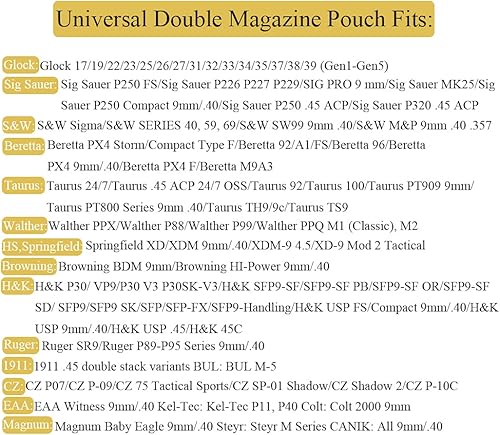 Miniatura 2 de Bolsa universal doble para revistas, 0.354in, .40 y 45 y 357 de doble pila. Soporte de doble pila con clip de cinturón de 1.5 a 2.5 pulgadas para