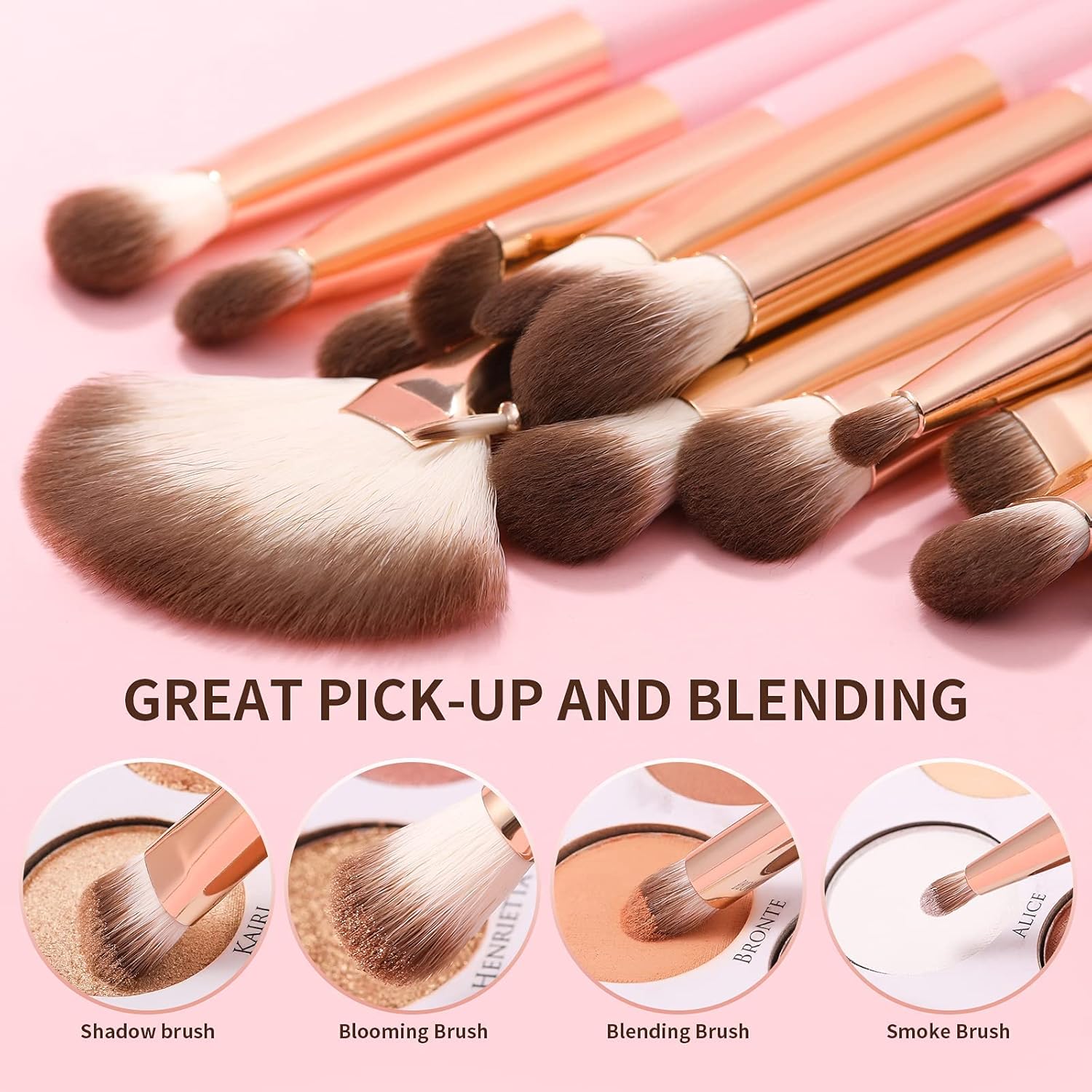 Docolor 15Piece Eye Makeup Brushes Set + 34 Colors Tropical Eeyshadow Palette Pigmented Matte Shimmer Metallic Blendable Soft Cream Powder Makeup Eye Shadow Palettes for Christmas Gift