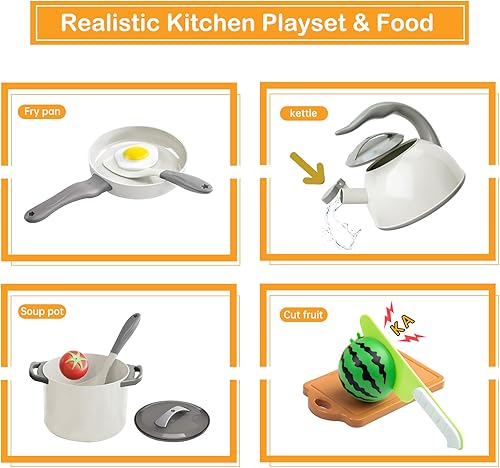 Miniatura 58 de Juego de cocina de 150 piezas, accesorios de cocina para niños pequeños, alimentos, manta de picnic, frutas, verduras, paquete de 2 cestas de Azul