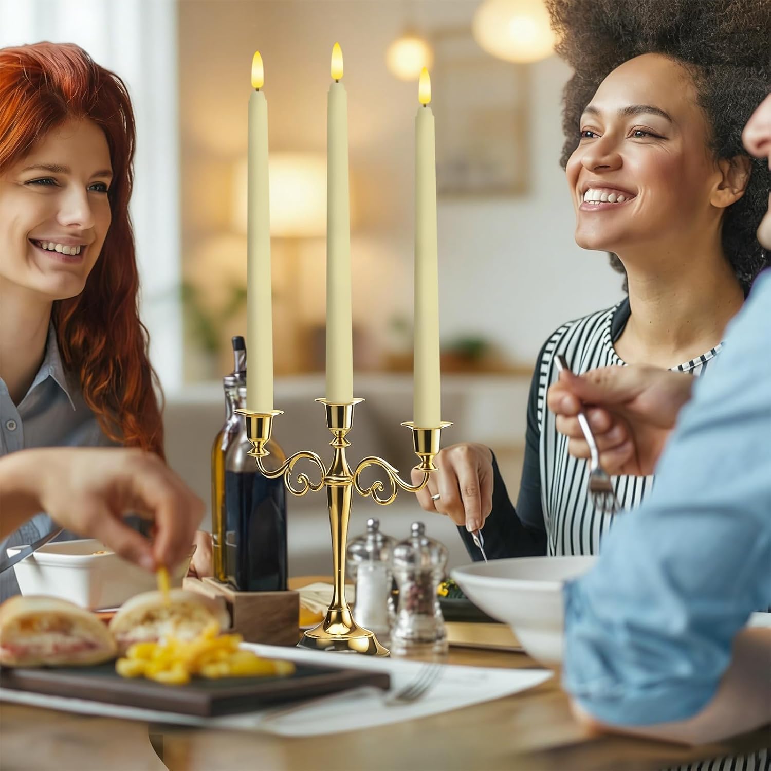 6 Pcs Flameless Ivory Taper Candles with Remote Timer Dimmer, Battery Operated CandleSticks with Flickering Light, Plastic 11 inches LED Window Candles, for Christmas Home Party Wedding Decor - Image 6