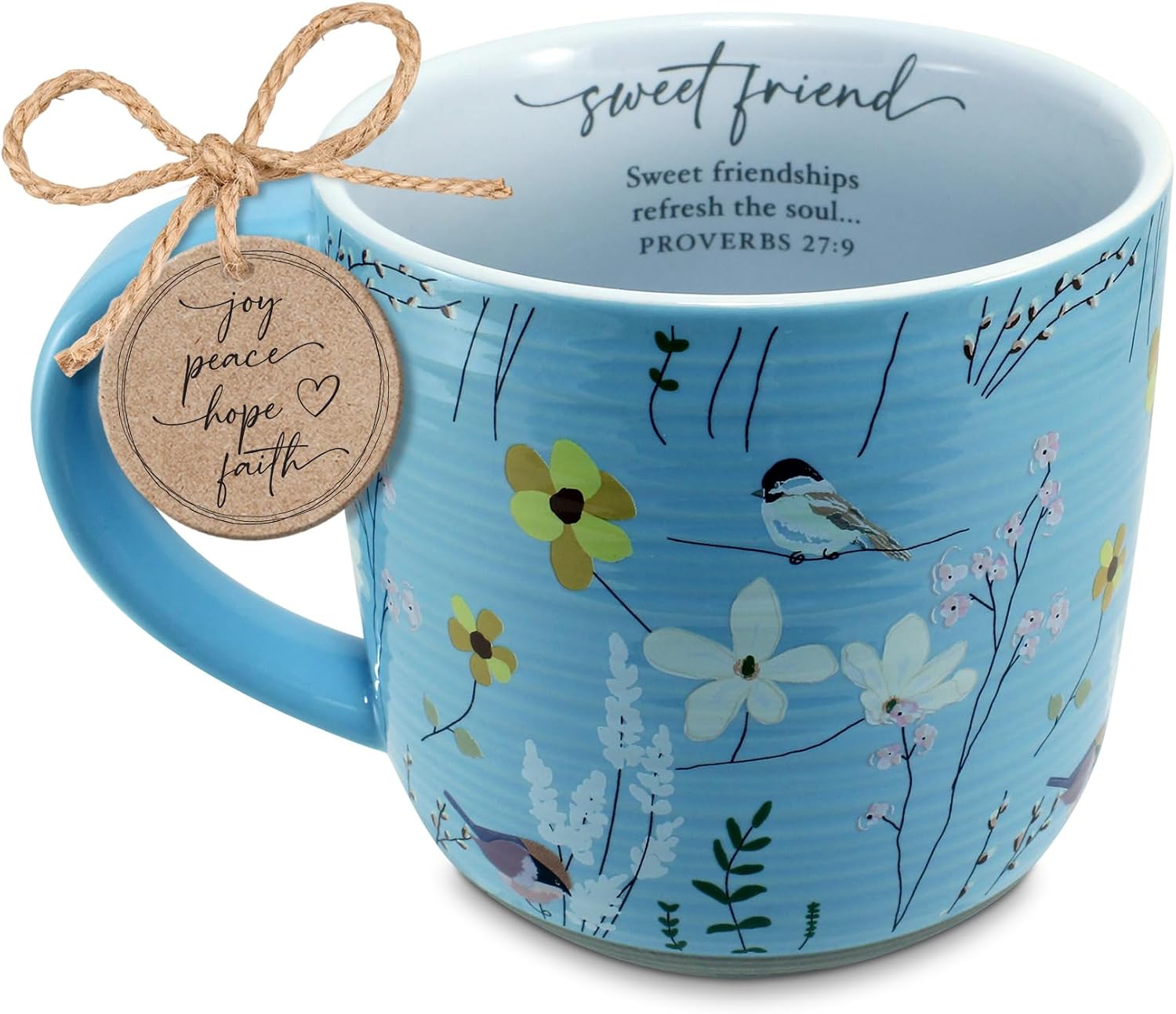 Lighthouse Christian Products Sweet Friend - Proverbs 27:9 - Blue 18 Ounce Ceramic Drinking Mug