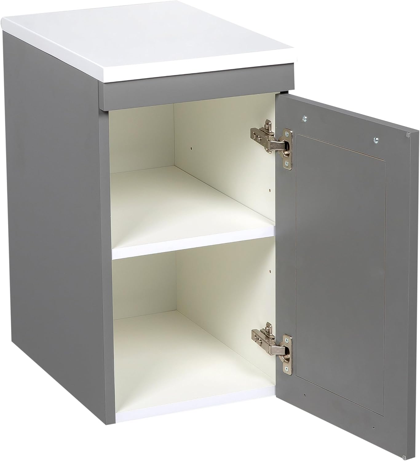 Modern Wall-Mounted Bathroom Vanity with Washbasin | Palm Beach Gray Matte Mirror with Side Vanity Cabinet | Non-Toxic Fire-Resistant MDF-52 (40+12)-Simple Mirror 40"