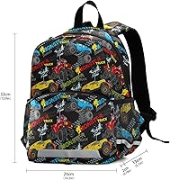 Vista 2 de Fisyme Mochila escolar para niños, niñas y niños, Coche multicolor, Mochilas Daypack