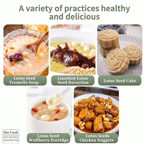Miniatura 6 de Hee Creek Semillas de loto secas de primera calidad, 14.1 onzas (14.11 oz) de semillas de loto blanco sin núcleos, té de hierbas nutritivo natural,