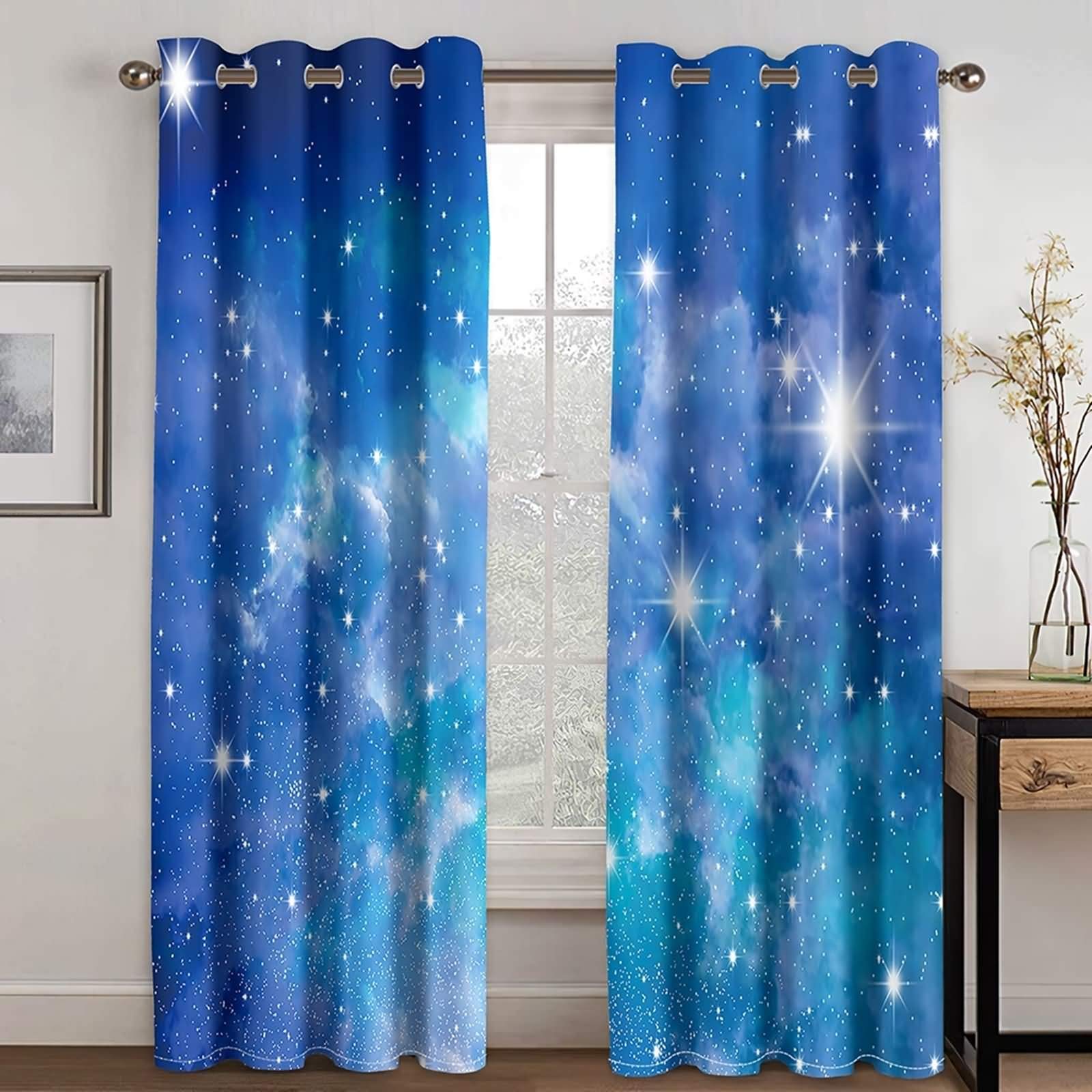 Rideaux occultants contre la lumière du jour ciel étoilé bleu