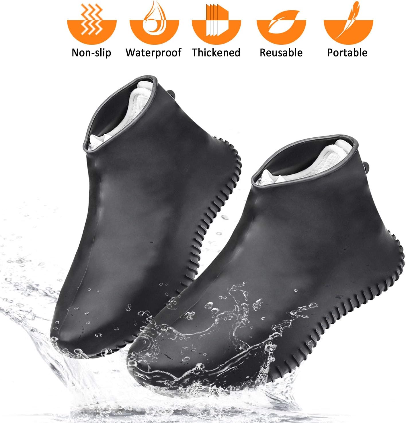 Waterproof Shoe Covers Silicone Shoe Covers Reusable Non-Slip Rain Snow Overshoe Foldable Galoshes Shoe Protectors for Men Women