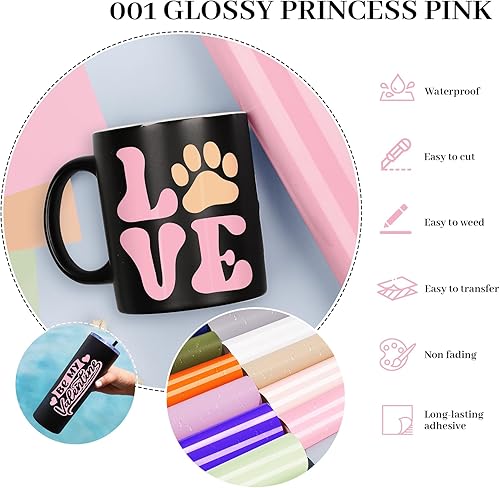 Miniatura 3 de GIRAFVINYL001 - Rollo de vinilo permanente, impermeable, resistente a la decoloración, adhesivo, brillante, 12x8', para máquina de corte, bricolaje