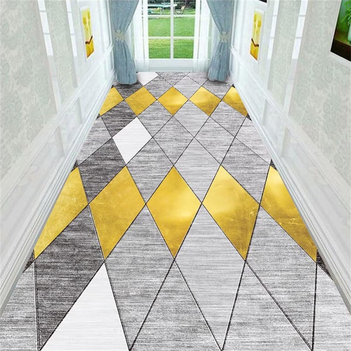Chambre ado fille : tapis circuit enfant et déco géométrique gris-bleu