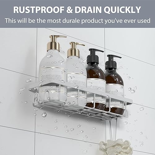 Miniatura 5 de Organizador de ducha con ganchos, estantes de baño autoadhesivos, organizadores de baño sin perforaciones, perfecto para RV, apartamento, decoración