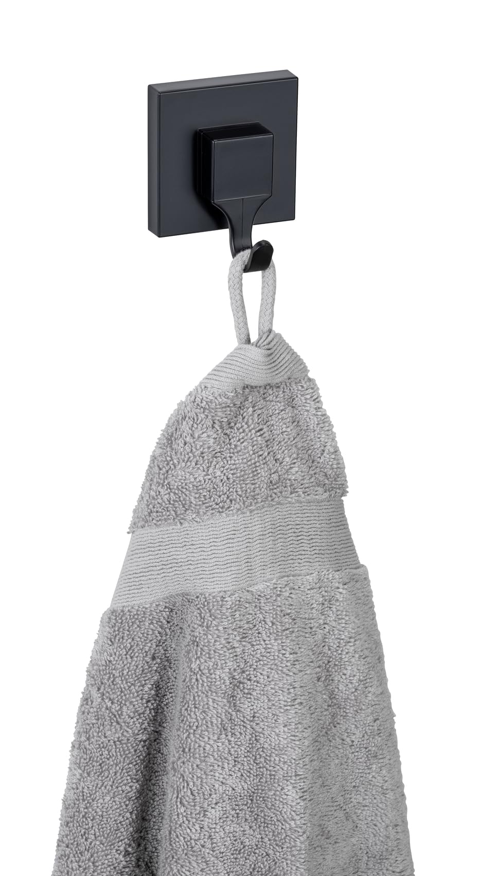 WENKO Vacuum-Loc® haczyki ścienne Quadro zestaw 2 haczyków łazienkowych z tworzywa sztucznego, mocowanie bez wiercenia, kolor czarny