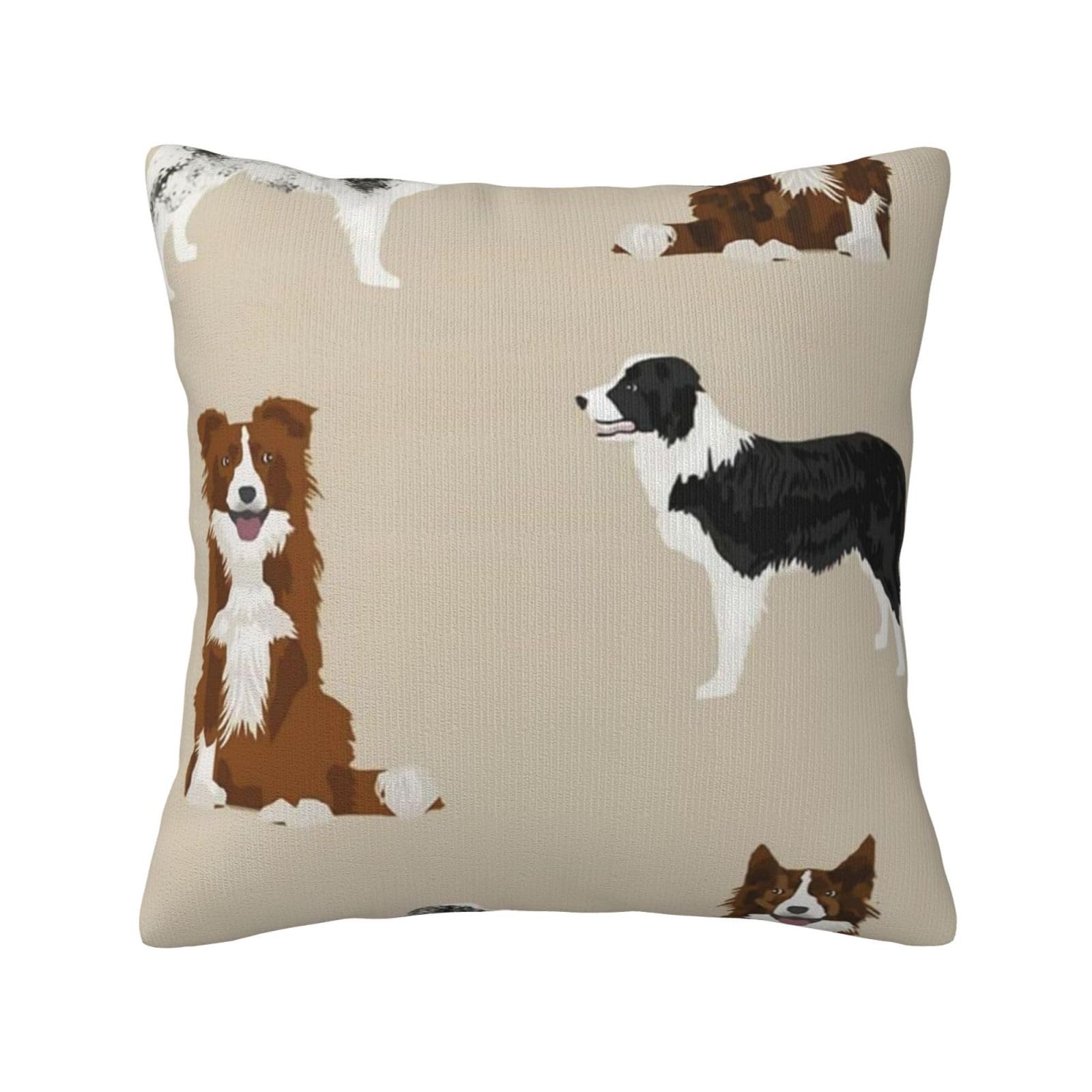 Border Collie Mixed Basic Dog Breed Border, Throw Pillow Cover Decorative Polyester Pillowcase Soft Cushion Covers 45x45 cm