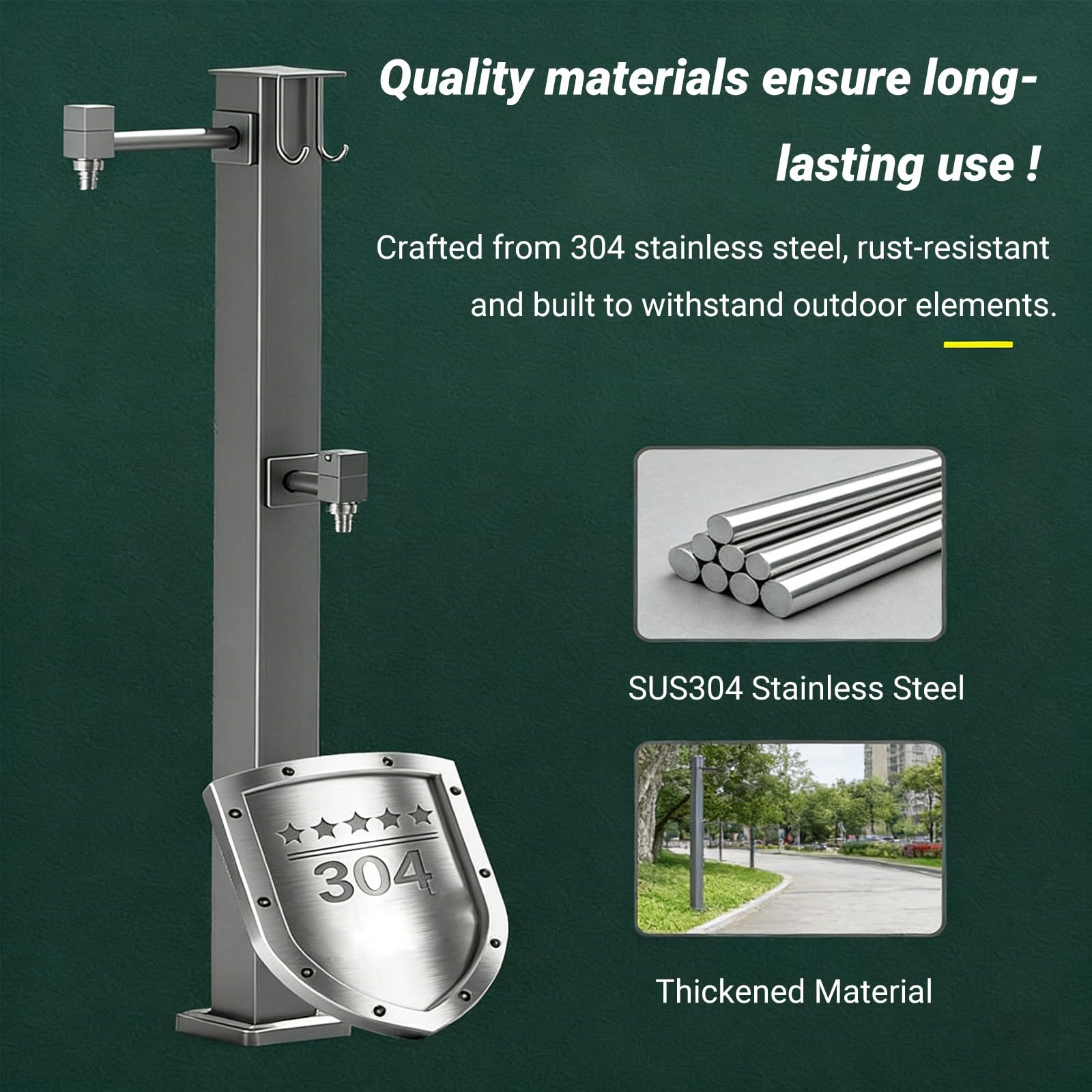 Columna de agua para exteriores, poste de grifo de jardín de acero inoxidable 304 con grifo de cobre, hidrante independiente a prueba de heladas, entrada de agua doble