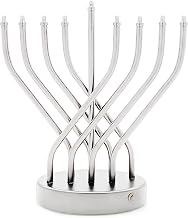 The Dreidel Company Hanukkah Menorah Contemporary Design, LED Electric Hanukkah Menora, Battery Powered - Silver