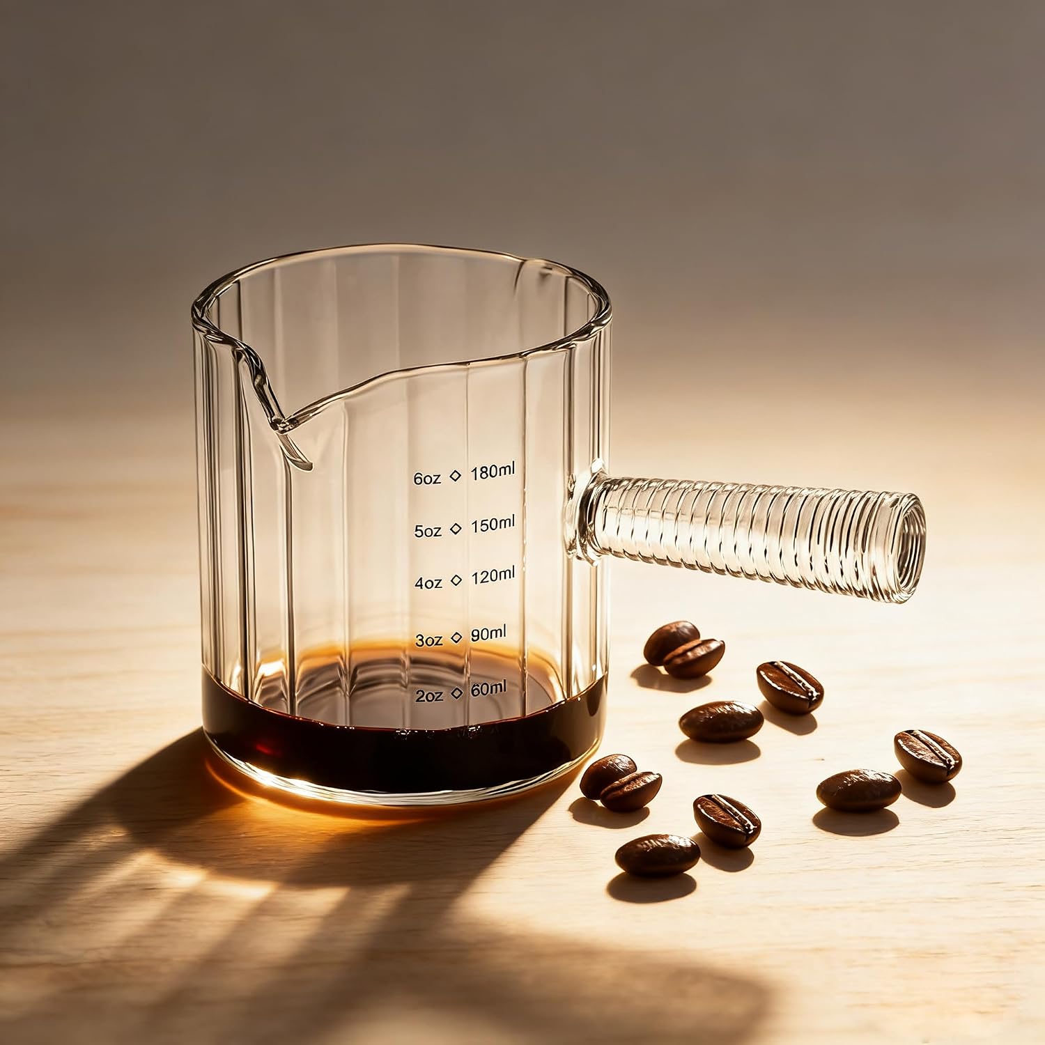 6 OZ Espresso Cups Double Shots Measuring Cup with Glass Handle, Clear