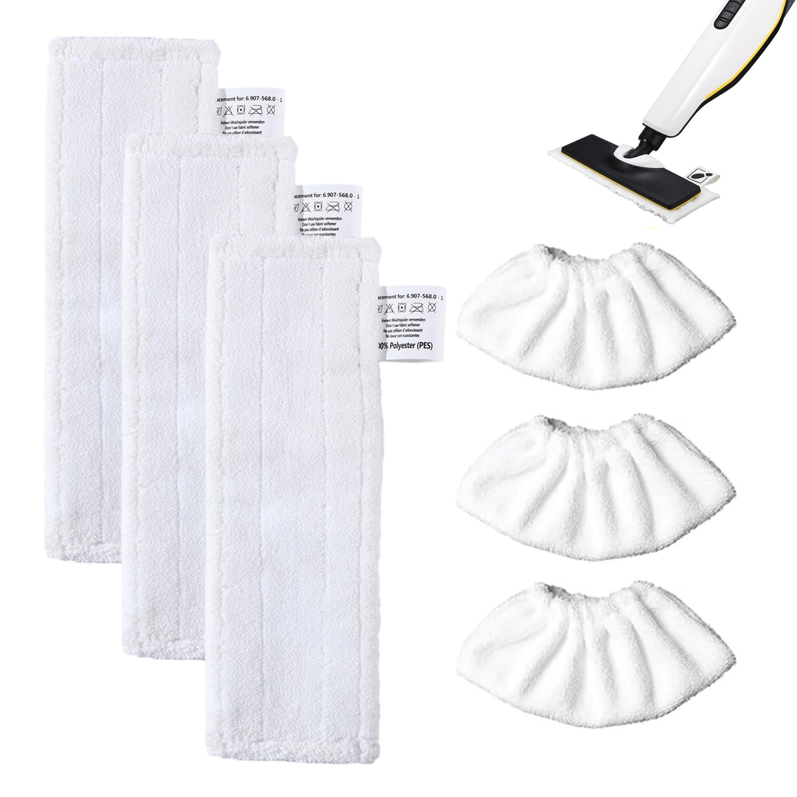 6 Stück Mikrofaser-Überzugsset kompatibel mit Kärcher EasyFix SC2 SC3 SC4 SC5 Dampfreiniger, 3x Bodendüse + 3x Handdüsen, Waschbare Mikrofasertücher Ersatz für Kärcher Dampfreiniger