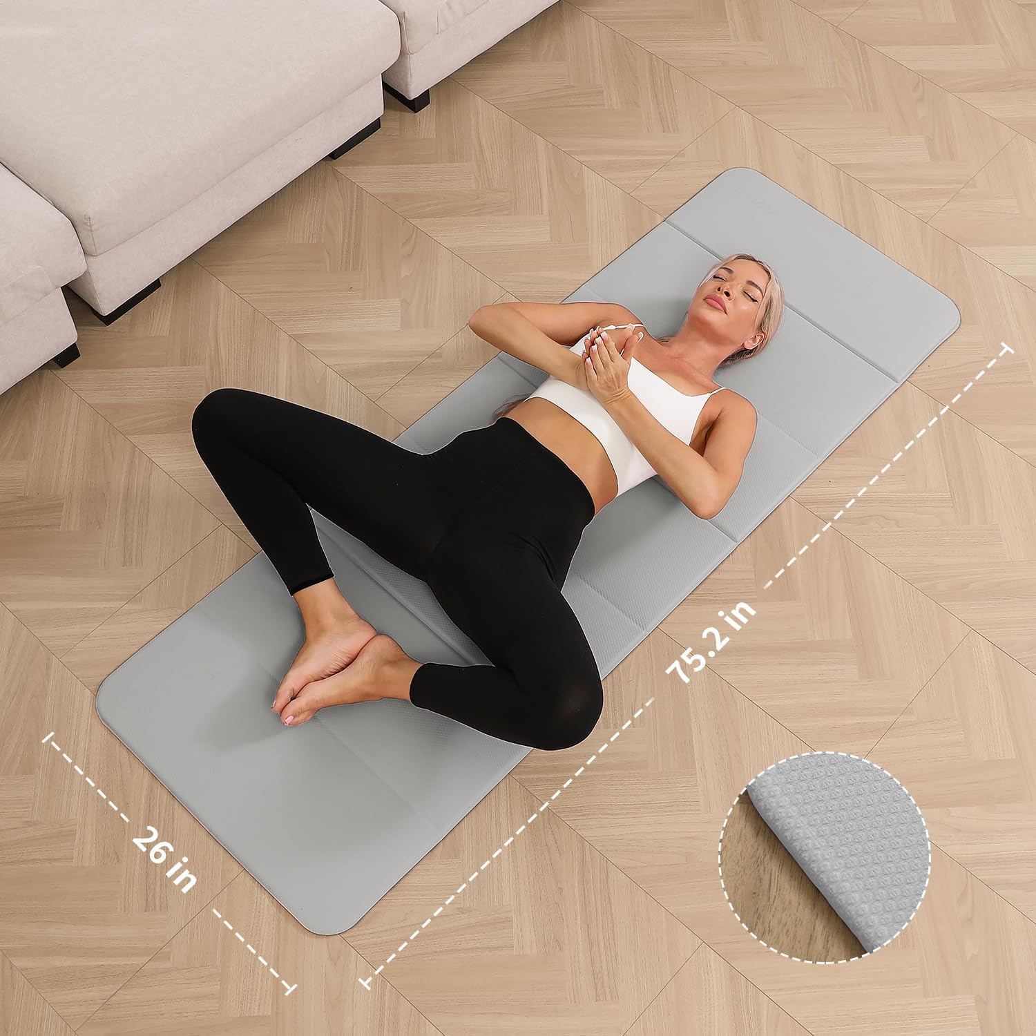 Foldable Yoga Mat - 10mm Extra Thick, 75"26" Non-Slip Exercise Fitness Mat | SGS Eco-Certified, Portable for Yoga/Pilates/Studio/Home Workout - Image 3