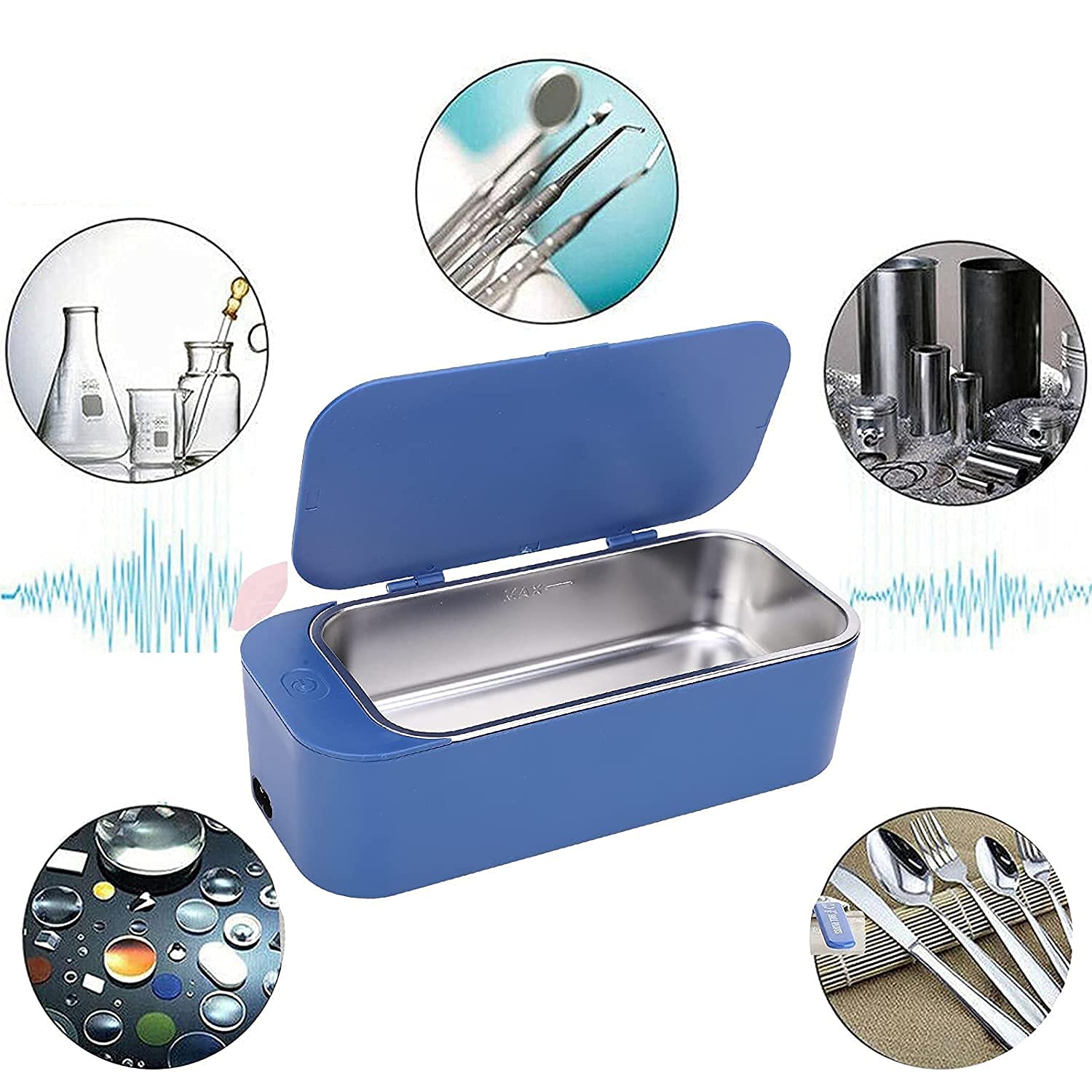 Professioneller Schmuckreiniger, Ultraschallgerät for Reinigen von Brillen, Ringen, Uhren, Zahnprothesen,Brillenreiniger