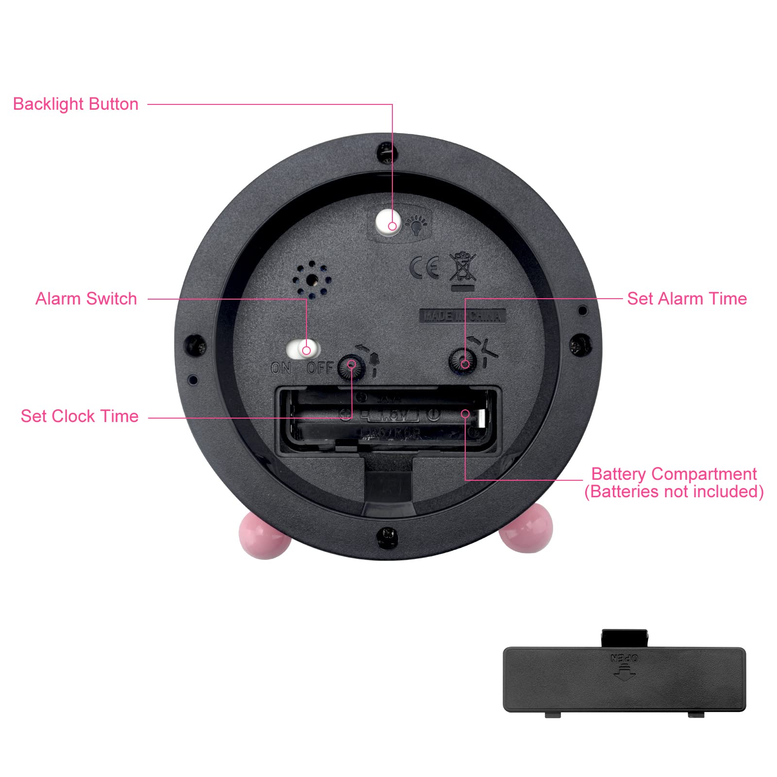 VOSSOT Réveil Numérique Enfants sans Tic-tac Silencieux Horloge Analogique Compact avec Veilleuse Snooze