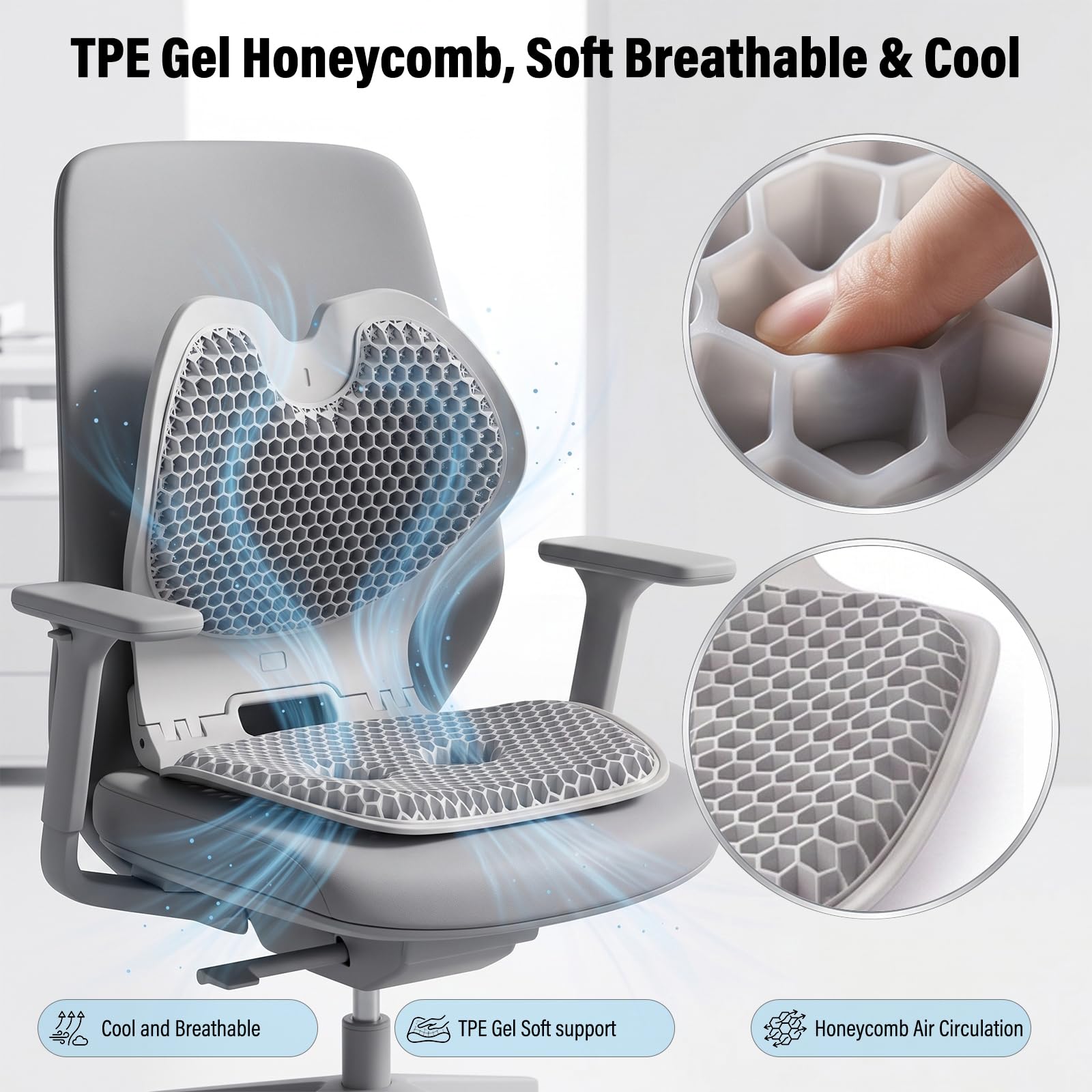 Cojín de apoyo lumbar, soporte lumbar ergonómico para silla de oficina, plegable y portátil, cojín de respaldo para silla de postura de oficina en casa, alivia la presión de sentarse prolongadamente