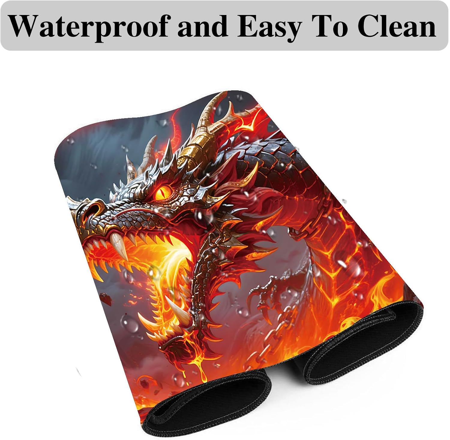 for MTG Playmat, for TCG Play Mat, 24 x 14 inches, Magic Game Card Mat Commander Playmat,Trading Card Inked Game Mat,Battle Game Rubber Non-Slip Mat - Fire Dragon