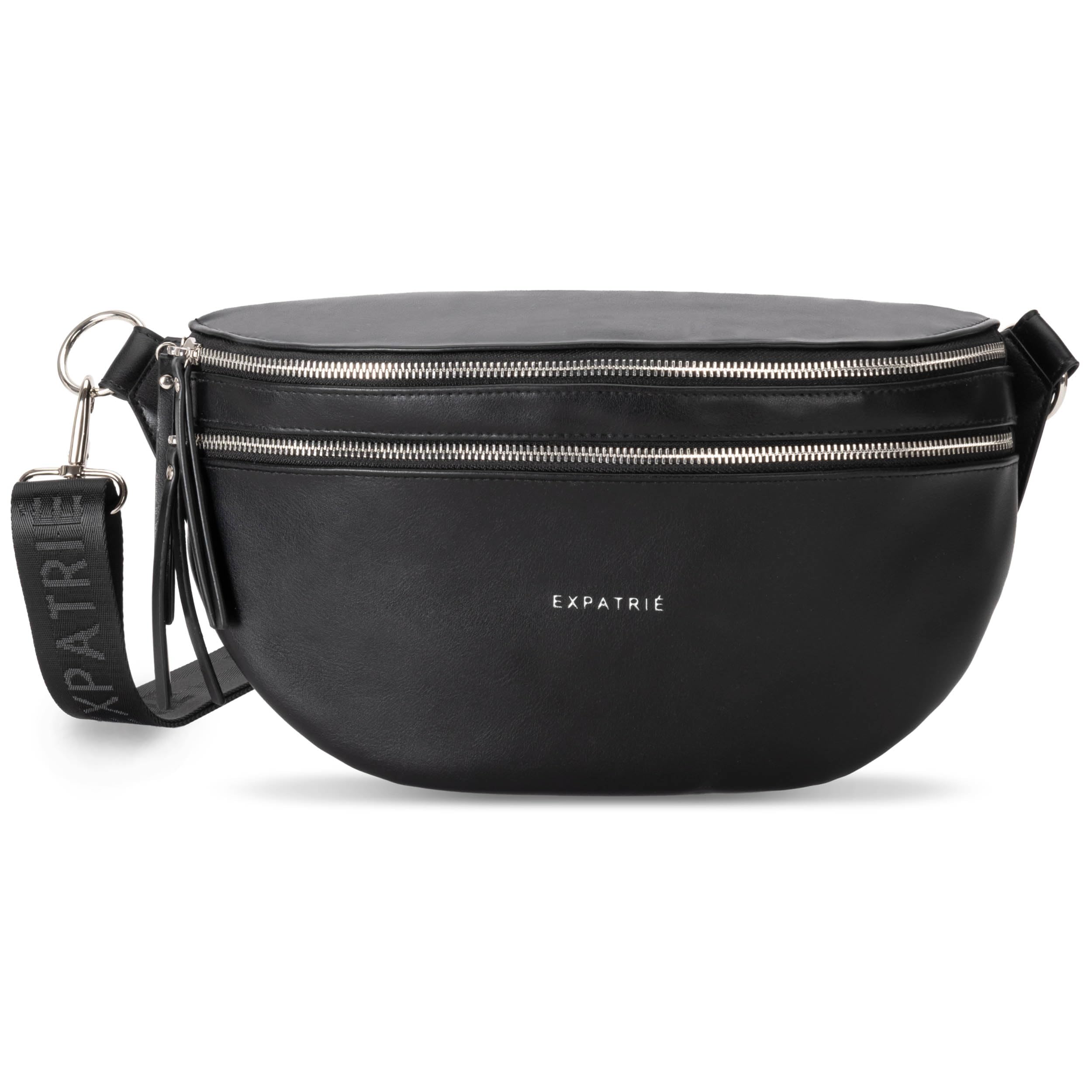 Expatrié Bauchtasche Damen Schwarz - Alice Large - Gürteltasche für Festival, Reisen & Alltag aus Veganem Leder - Brusttasche Stylisch - Wasserabweisend