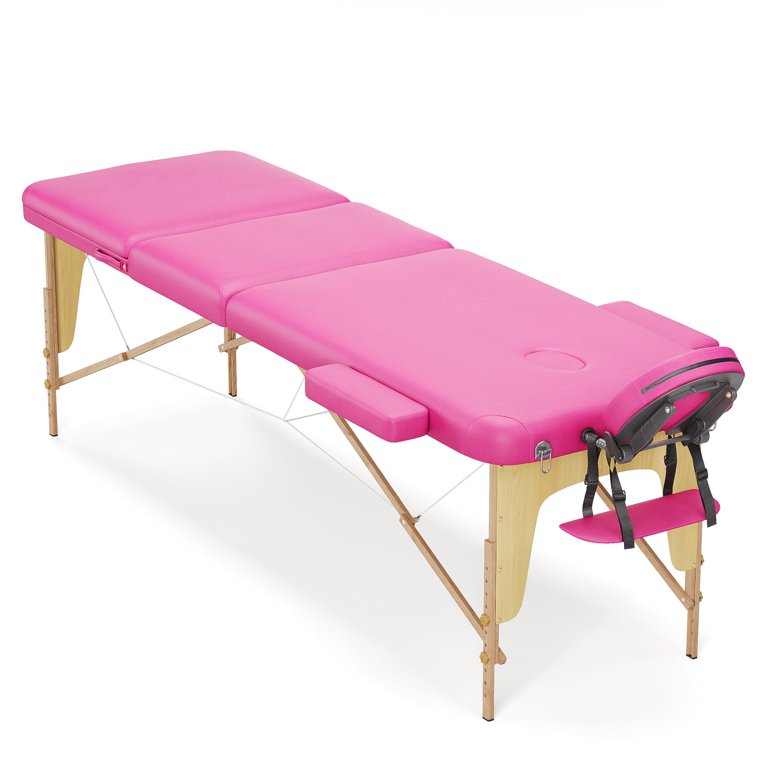 Beltom® Mobile Massagetisch Massageliege Massagebank 3 zonen klappbar + Kosmetik hocker - Pink