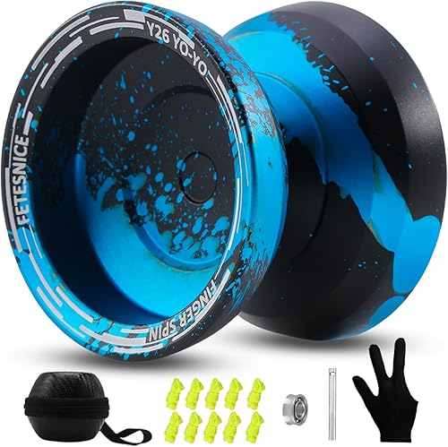Miniatura 12 de FETESNICE Yoyo profesional de mariposa Y26 - Yoyo giratorio de dedo de doble modo receptivo/no responde, para niños, adultos y jugadores de Negro