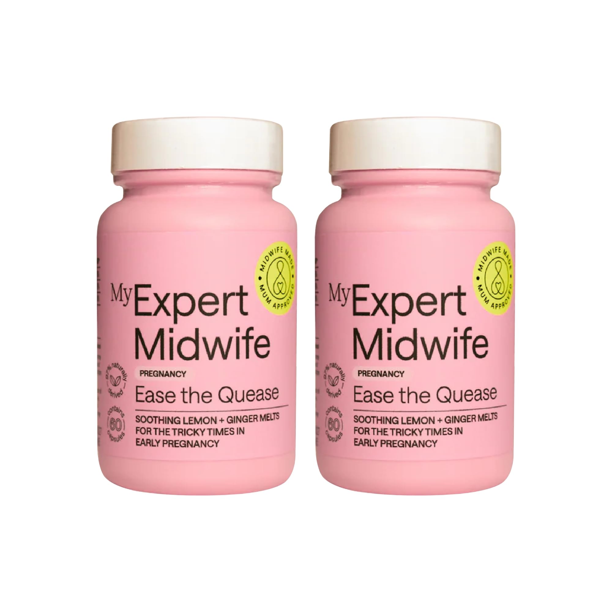My Expert MidwifeEase The Quease Soothing Ginger Melts, Help Manage Morning Sickness in Pregnancy, Natural and Safe Relief from Nausea, Food Supplement - 120 Tablets (Pack of 2)