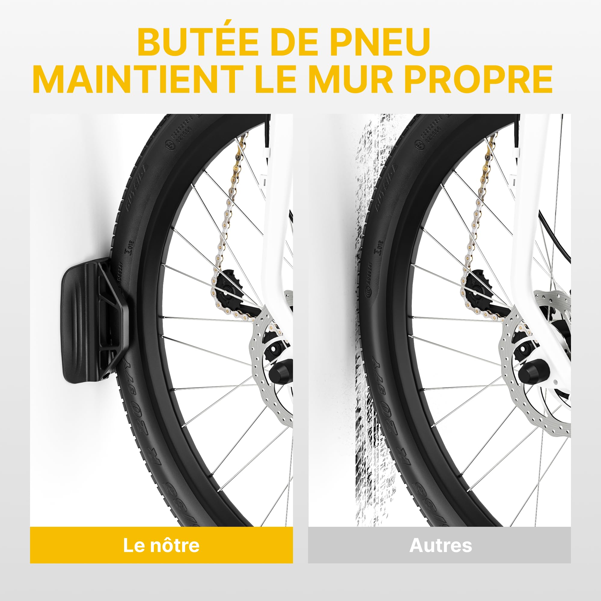 monTEK Support Mural Vélo Pivotant, Porte Vélo Mural Vertical pour Garage, Rangement Vélo Gain de Place, Rotation 150°, Charge jusqu'à 30 kg, Noir