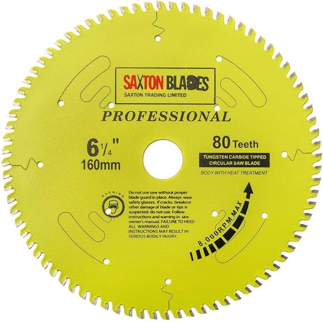 Saxton TCT16080TPRO Professional Range TCT Circular Blade 160mm x 80T x 20mm bore, 16mm ring