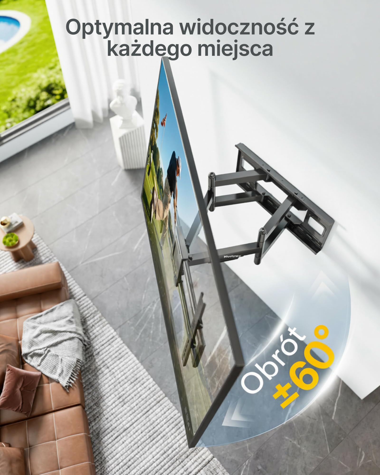 monTEK Uchwyt ścienny do telewizora XXL wychylny do telewizorów 60-120 cali