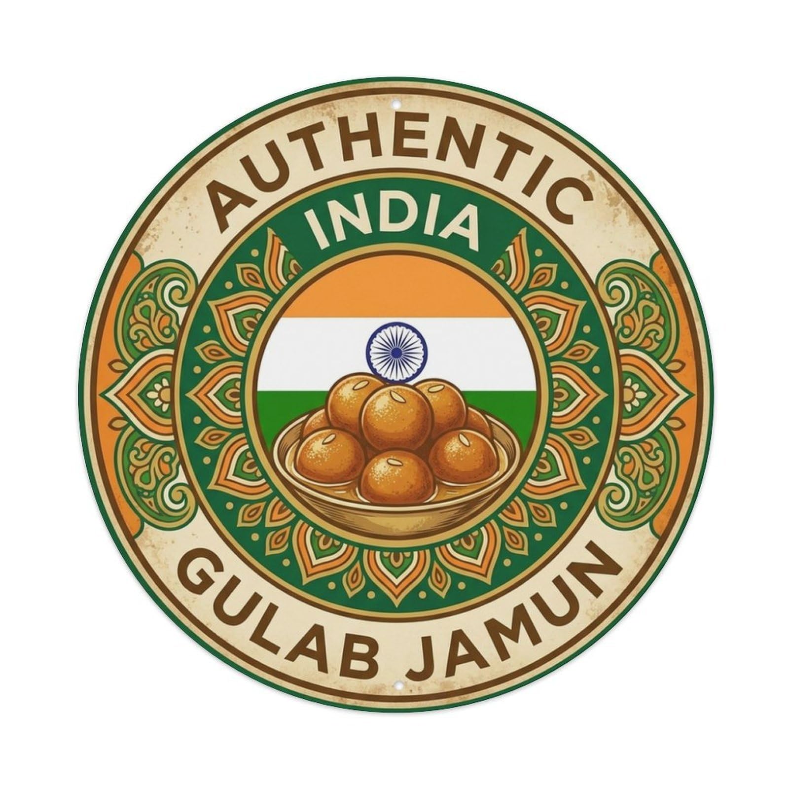 Olhnbad Style India Travel Gulab Jamun Dessert Cuisine Metal Tin Sign