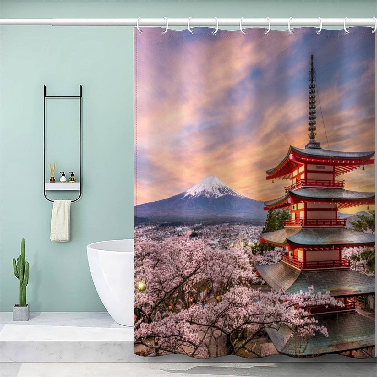 Rideau de douche antibactérien 180x200 imperméable motif japonais
