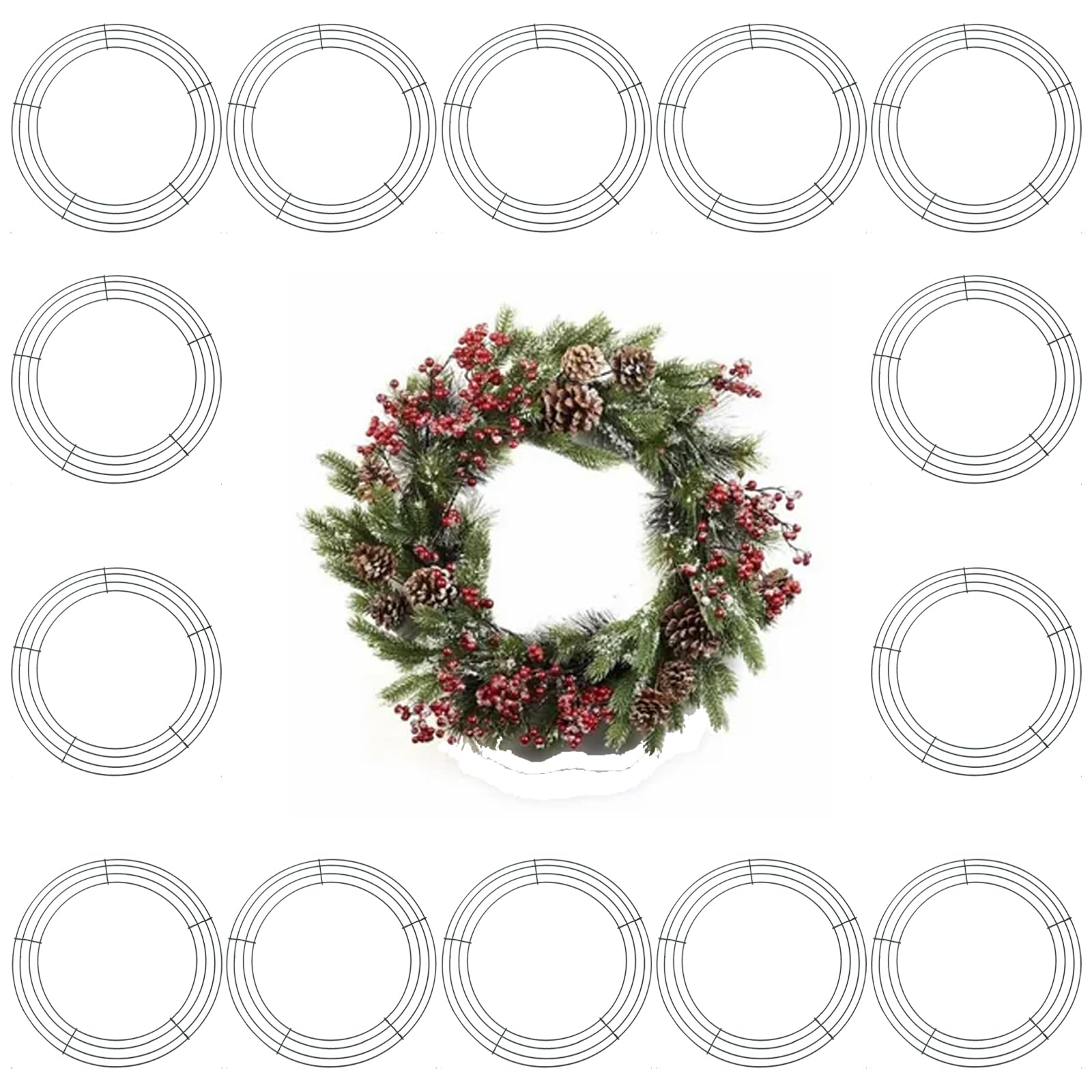 Cadre de couronne en métal vert 30,5 cm SEUNMUK pour décoration en lot de 15