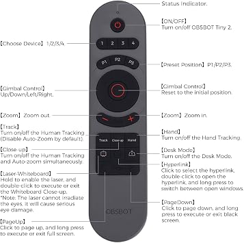 OBSBOT Tiny Series Smart Remote & UVC to HDMI 2.0 Adapter Combo، Streaming Kit for Tiny 2 / Tiny 4K / TINY1080P