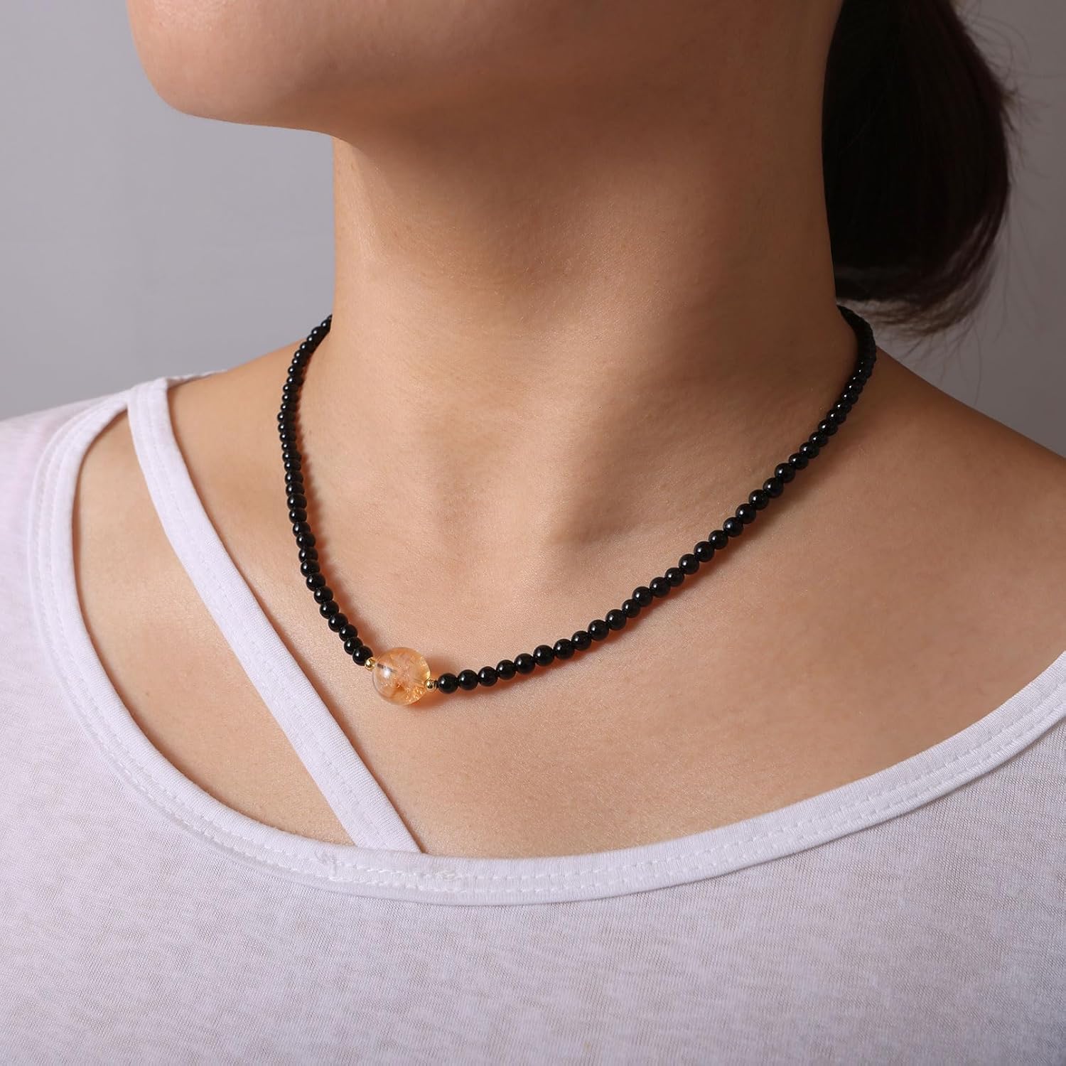 Spiritual Crystals and Stones Beaded Necklace Citrine Necklaces for Women Wealth Balance Adjustable Birthstone Jewelry Choker - Image 2