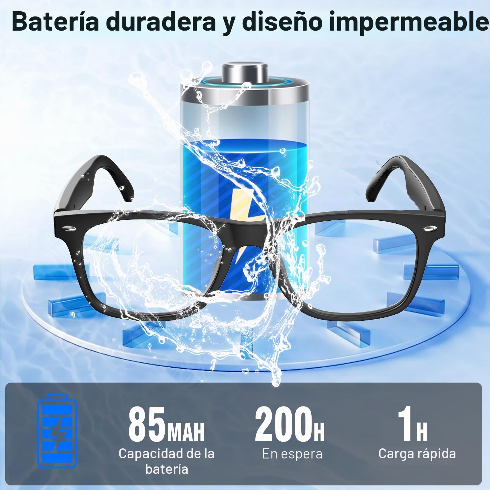 Gafas inteligentes con IA para hombres y mujeres con ChatGPT, gafas Bluetooth con traducción de 165 idiomas, lente que cambia de color, análisis de reuniones, reproducción de música, llamadas manos