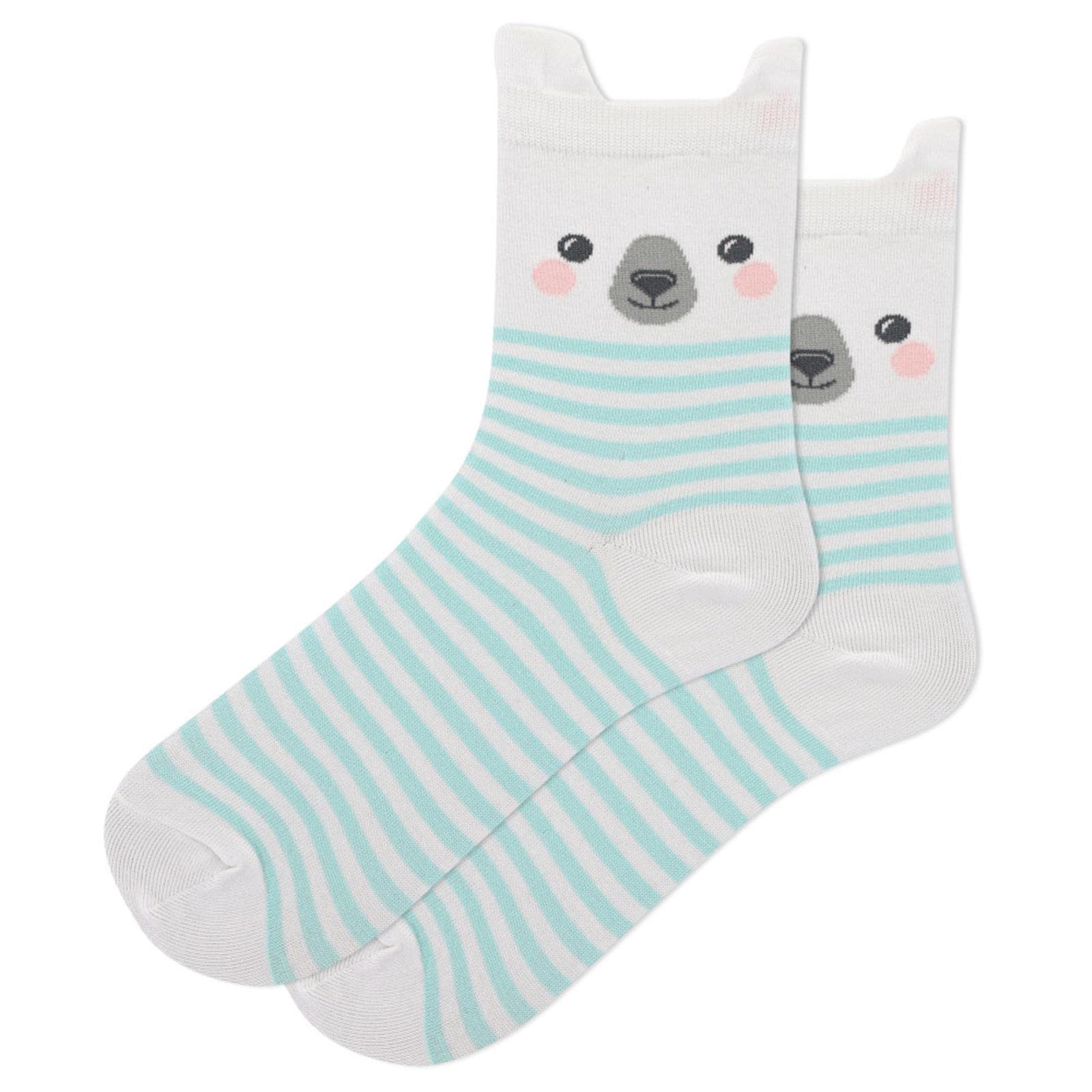 Hot Sox Women's Polar Bear Anklet Socks 1 Pair, White, Women's 9-11 Shoe