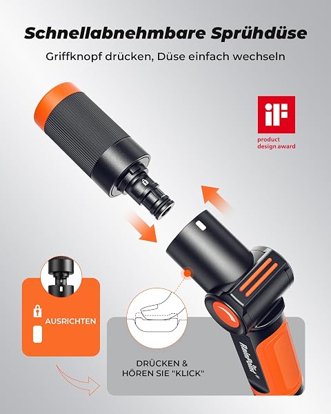 RAINPOINT Multibrause, Handbrause Garten mit 3 Sprühbilder, Daumensteuerung, Hochdruck Gartenschlauch Spritze für Autowaschen, Bewässerung - 2