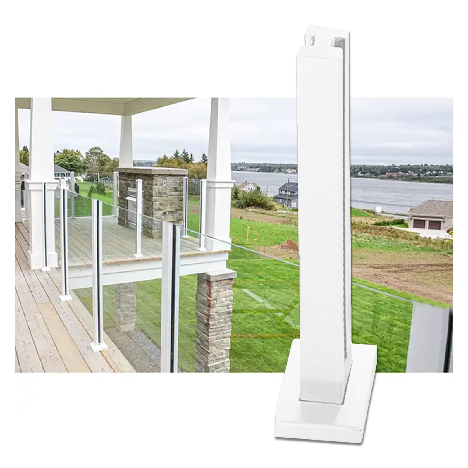 Poteau de garde-corps en verre en acier inoxydable blanc haute résistance au sol