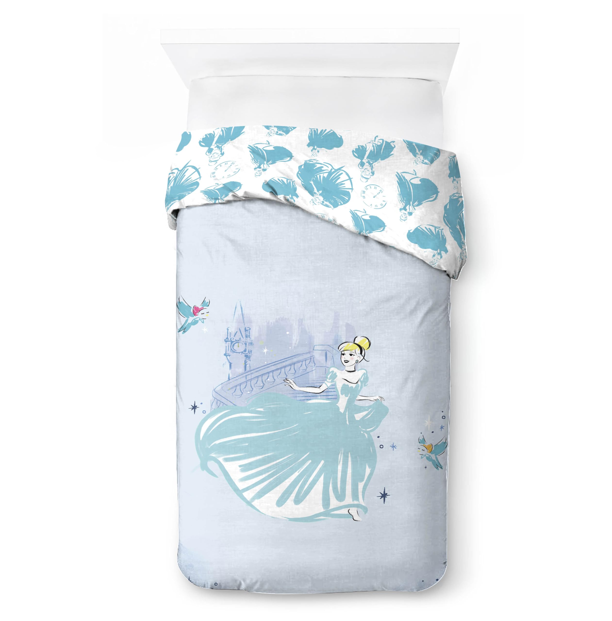 Disney Prinzessin Cinderella – Einzelbett-Bettwäsche-Set 100% Baumwolle mit Kissenbezug 80 x 80 cm