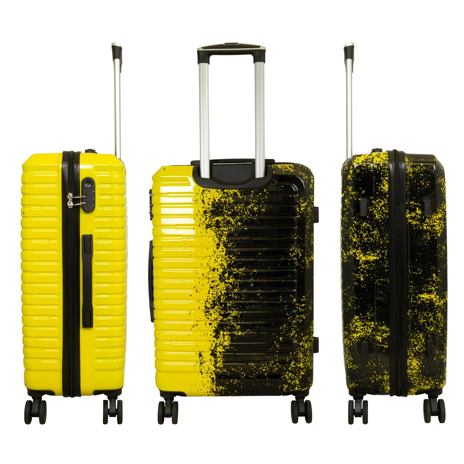Monopol Reisekoffer und Kofferset 3tlg Hartschale Sierra Trolley (gelb-schwarz, Koffer - Größe M)