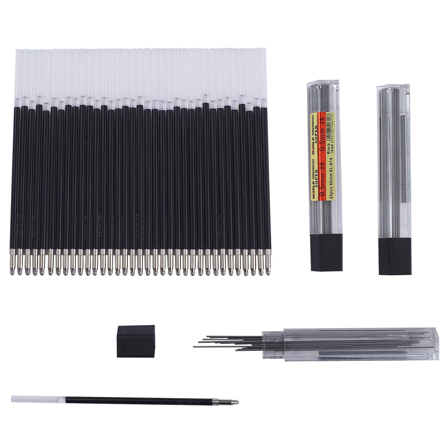 35 pcs Different Color Replaced Ballpoint Pen Refills and 3 Pack Mechanical Pencil Refill 6 in 1 Multifunctional Pens