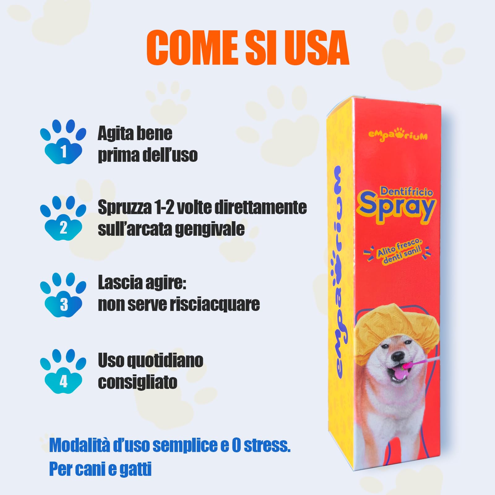 Dentifricio per Cani Spray 150 ml Made in Italy - STOP ALITOSI, Igiene Orale Profonda con Aloe Vera e Menta
