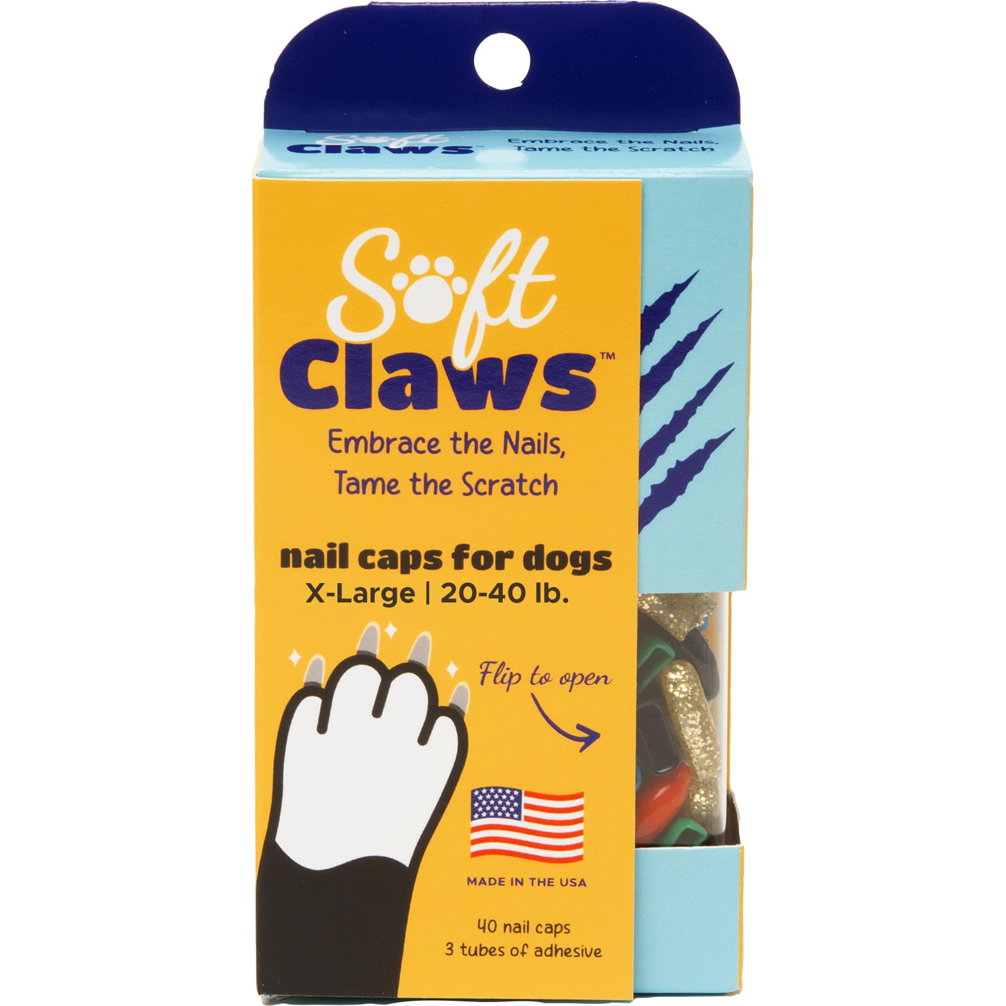 Soft Claws Dog Nail Caps, 40 Caps, X-Large, The Games
