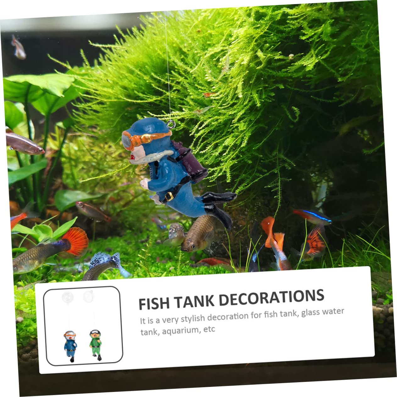 FOMIYES Lot De 4 Figurines De Plongeurs Flottants Décoratifs pour Aquarium Adorables Accessoires en Résine 2 Pièces X 4