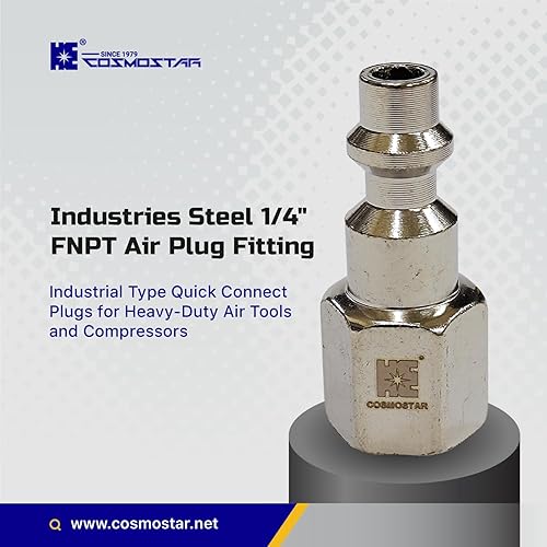 Miniatura 2 de COSMOSTAR Industries - Enchufe de aire MNPT de acero de 14 pulgadas, enchufe de 14 de pulgada y conector NPT de 14 pulgadas con sellador