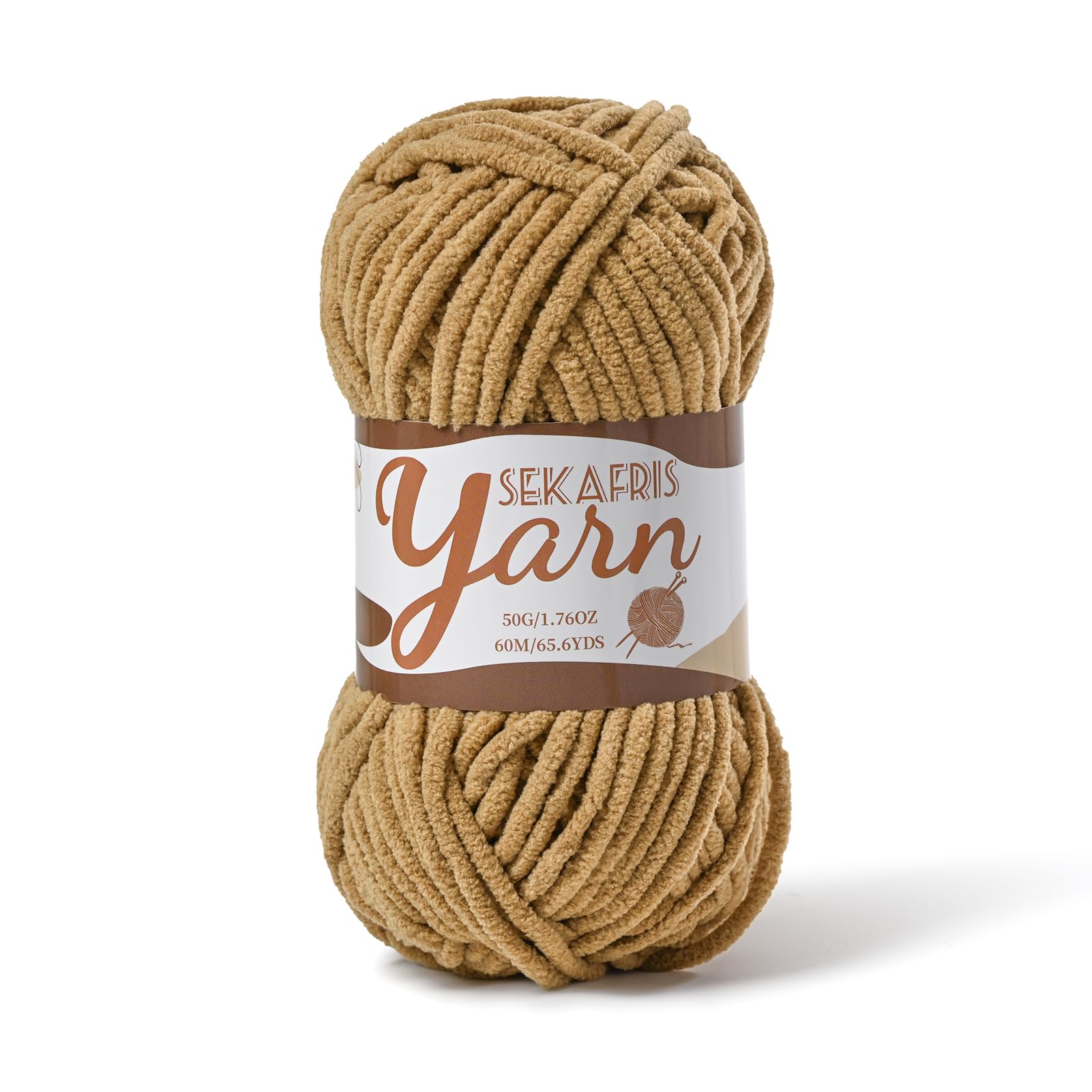Chenille Yarn for Crocheting Plush Blanket Crochet Yarn Light Coffee